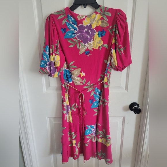 Lauren Ralph Lauren Black Label Womens Pink Floral V-Neck Stretch Dress Size 6 - Picture 2 of 5